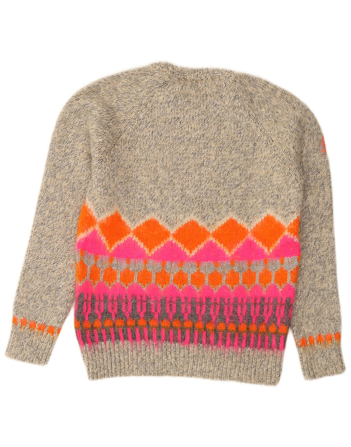 Superdry Pull ras du cou pour femme UK 14 Gris moyen Fair Isle