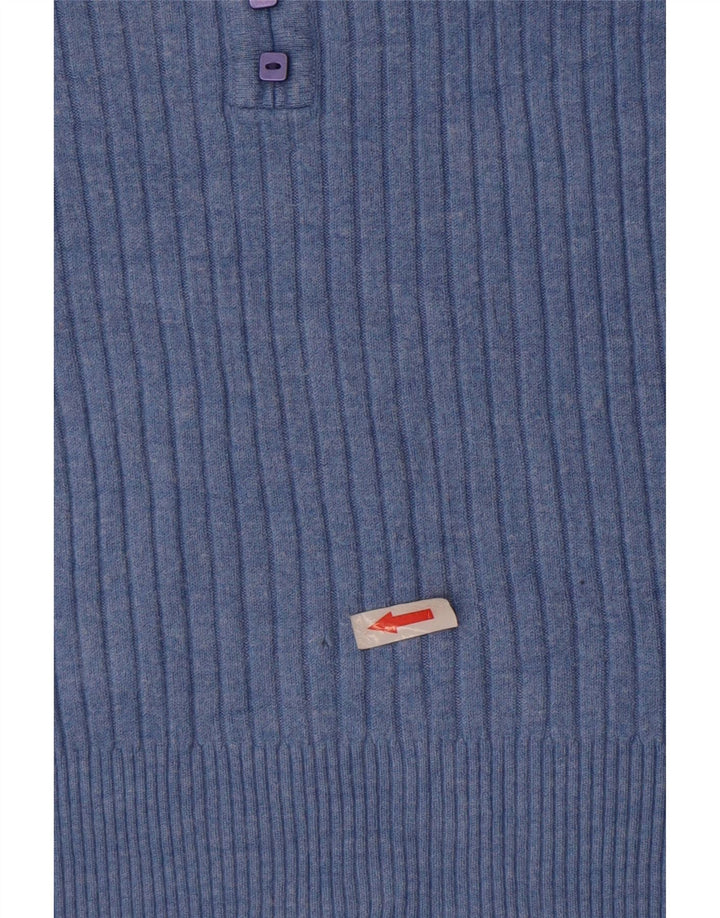 Marks & Spencer Pull à manches courtes et col en V pour femme Bleu moyen UK 12