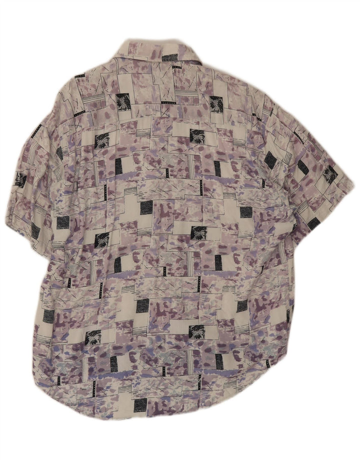 Burcardi Chemise à Manches Courtes Homme Large Multicolore Géométrique