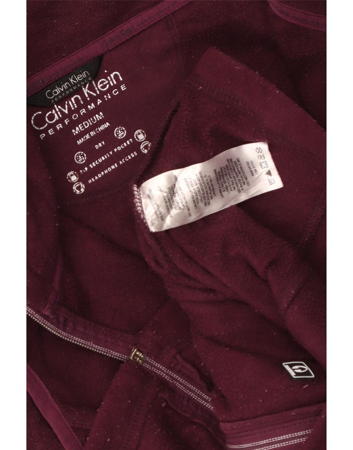 CALVIN KLEIN Gilet polaire graphique pour femme UK 12 Polyester bordeaux moyen