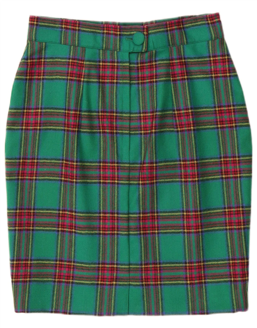 jupe crayon femme vintage W28 Plaid vert moyen
