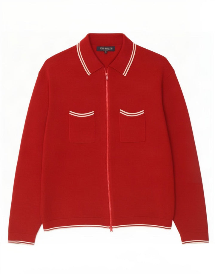 French Connection Cardigan Pull XL Homme Rouge Laine