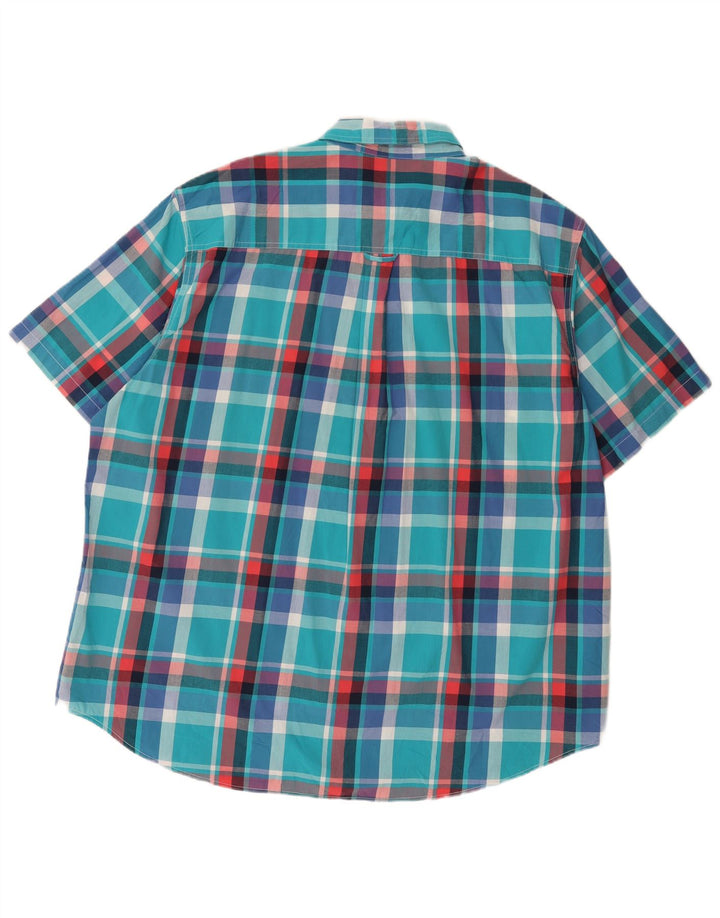 Chaps Chemise à manches courtes pour homme 2XL en coton à carreaux bleu