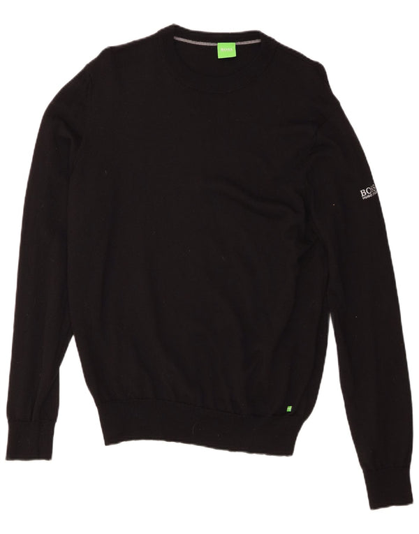 Hugo Boss Pull ras du cou pour homme en laine vierge noire Large