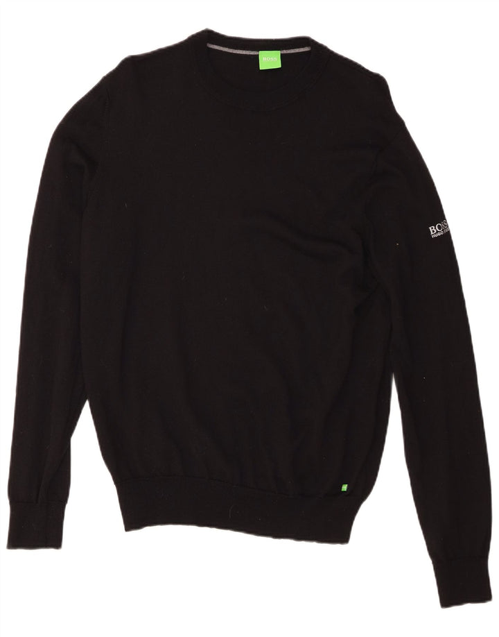 Hugo Boss Pull ras du cou pour homme en laine vierge noire Large