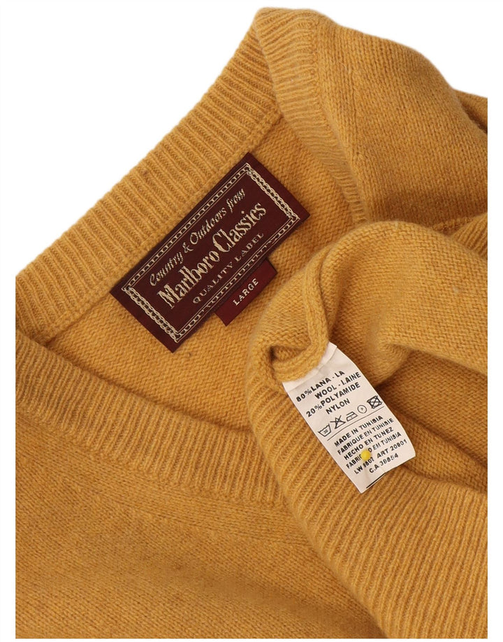 Marlboro Classics Pull col V pour homme en laine jaune Taille L