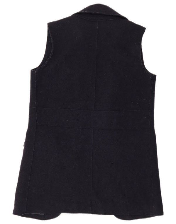 Zara Womens Longline Open Gilet UK 10 Small Bleu Marine Laine