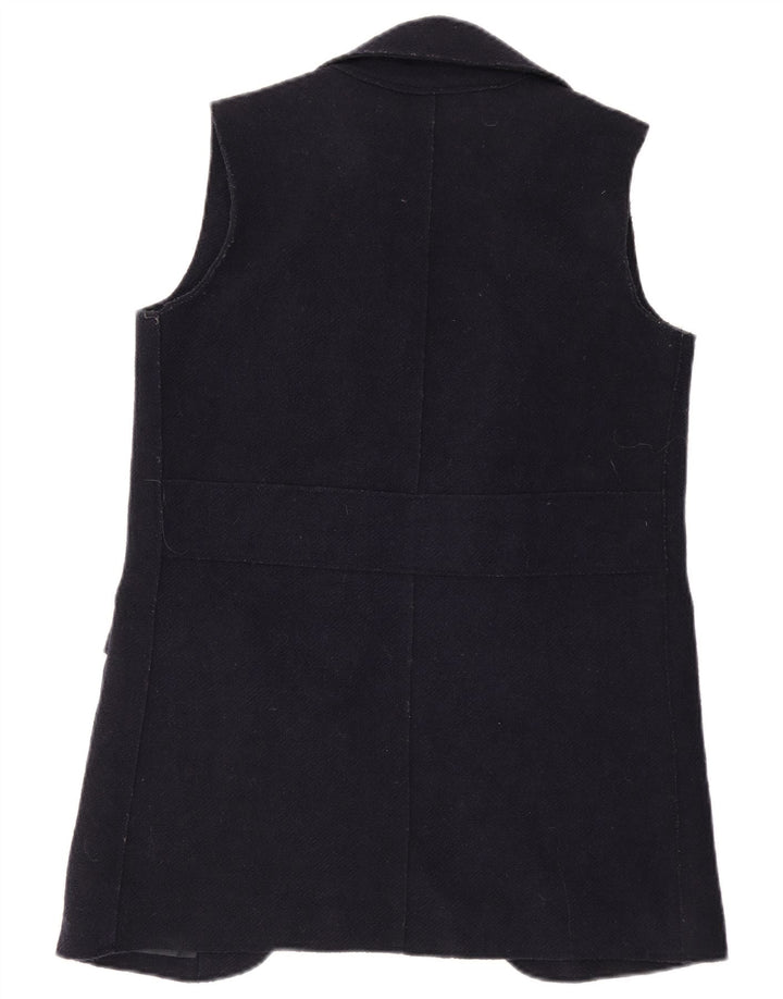 Zara Womens Longline Open Gilet UK 10 Small Bleu Marine Laine