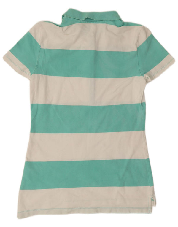Tommy Hilfiger Polo Femme UK 10 Petit Coton Rayé Vert