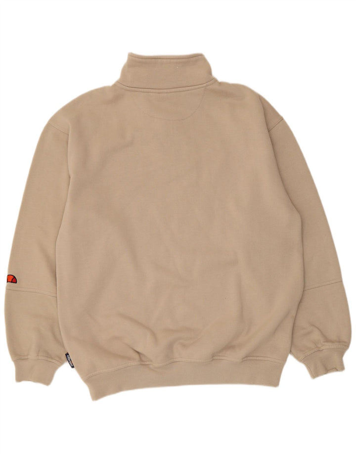 Ellesse Sweat-shirt à col zippé pour homme Beige moyen Polyester
