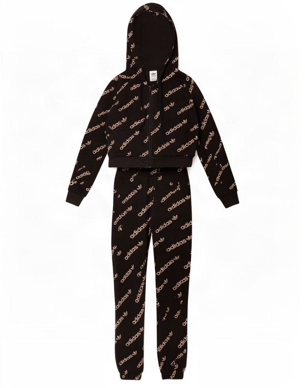 Adidas Womens Graphic Full Tracksuit UK 4 XS Black Cotton
