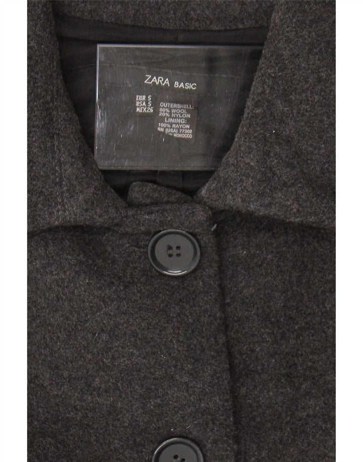 Zara Femme Pardessus UK 10 Petite Laine Grise