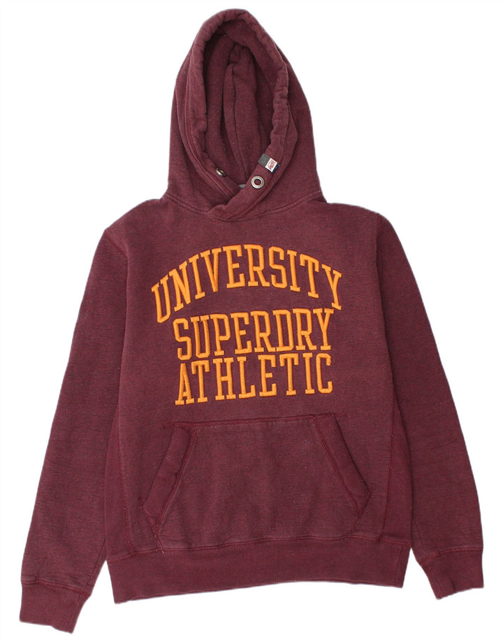 SUPERDRY Pull à capuche graphique pour homme XL en coton bordeaux