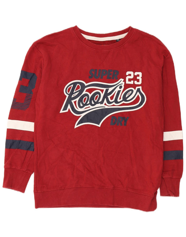 Superdry Homme Graphic Sweatshirt Jumper Petit Rouge Colourblock Cotton