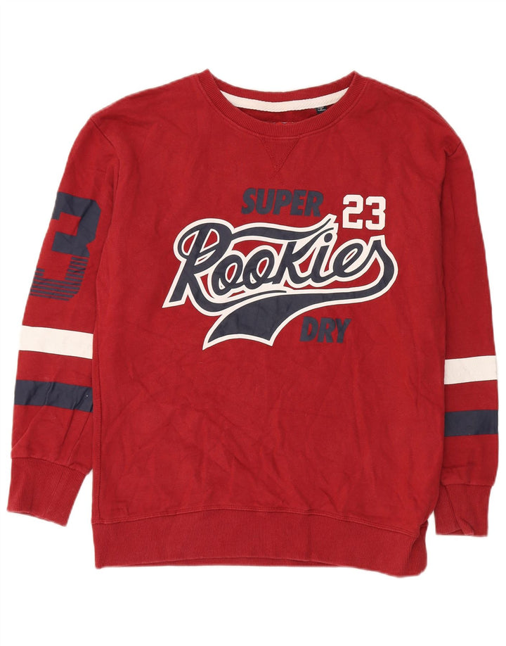 Superdry Homme Graphic Sweatshirt Jumper Petit Rouge Colourblock Cotton