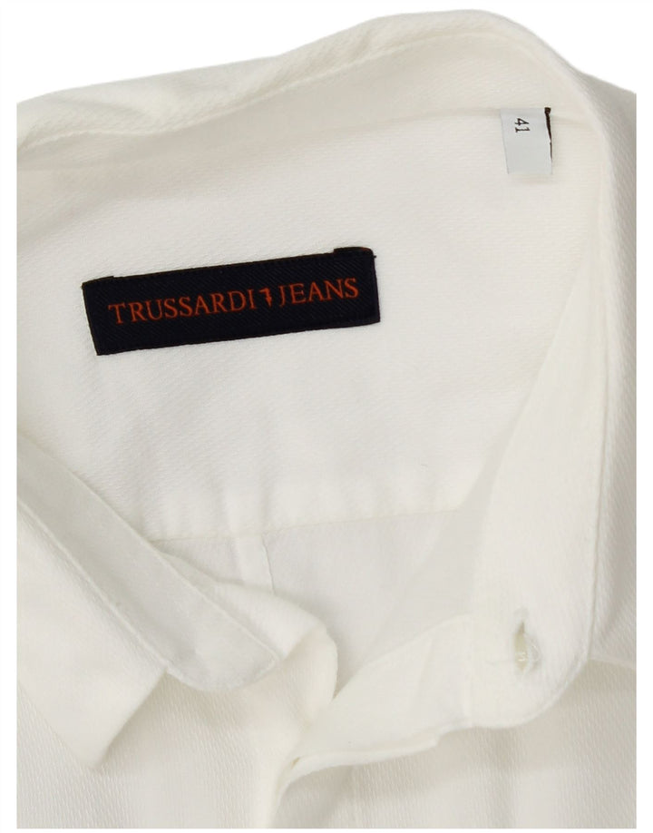TRUSSARDI JEANS Mens Shirt Size 41 Medium White Cotton