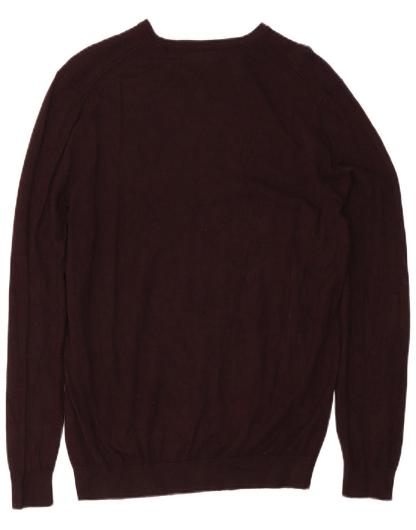 Zara Pull col V Homme Bordeaux Moyen Viscose