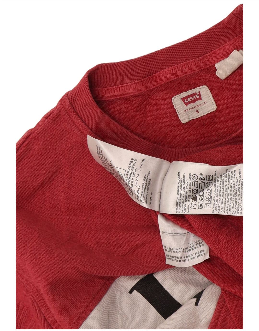 Levi's Graphic Sweatshirt Jumper Small Homme Rose Colorblock Coton