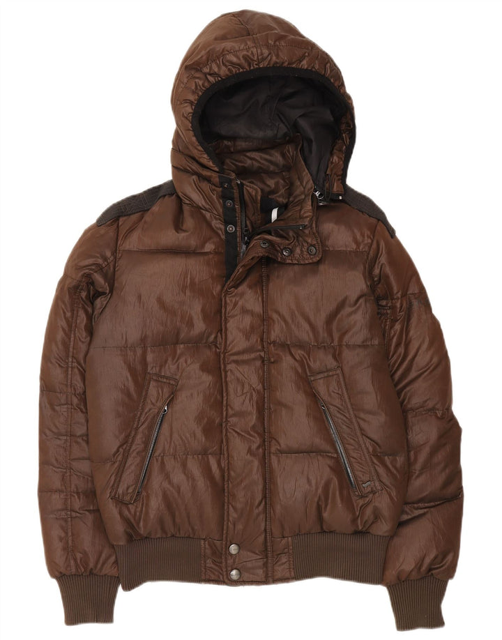 Gas Veste matelassée à capuche pour homme UK 36 Petit Marron Polyester