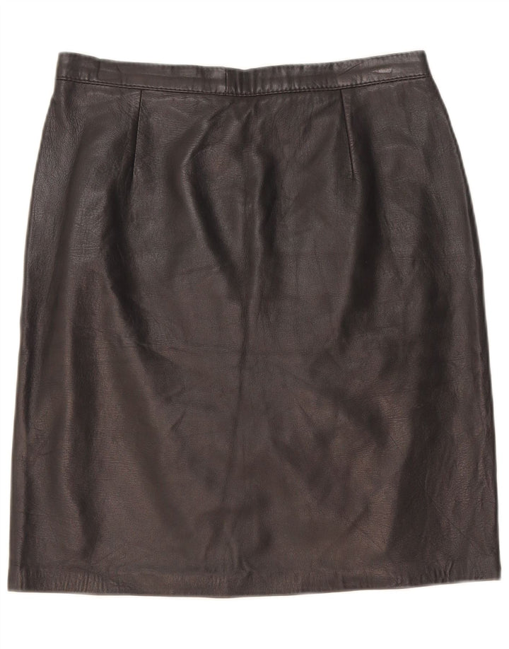 jupe en cuir femme vintage W28 Noir moyen