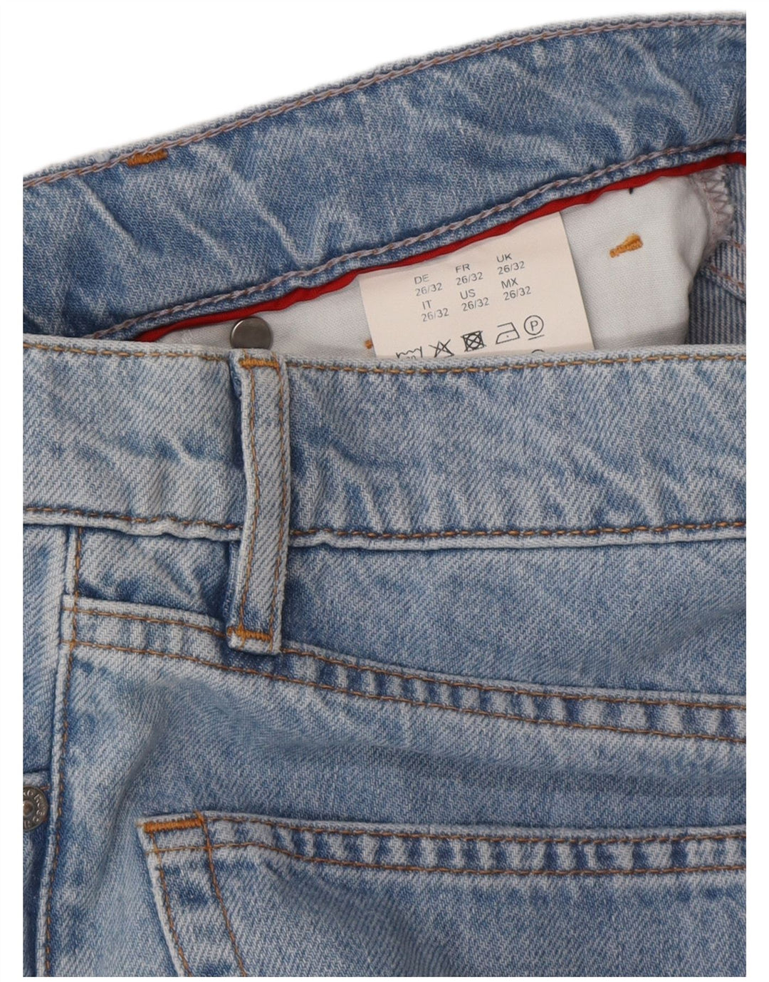 HUGO BOSS Femme Jean Large Court Taille Haute W26 L25 Bleu Coton