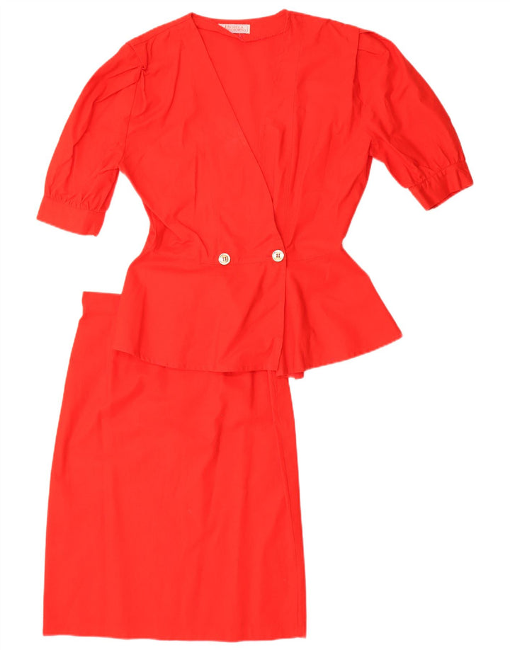 vintage Femme 2 Pièces Jupe Ensemble IT 42 Moyen W28 Rouge