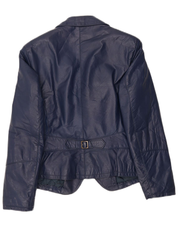 Falconpel Veste blazer en cuir à 2 boutons pour femme UK 18 XL Cuir bleu marine