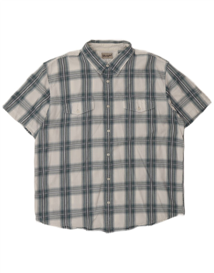 Wrangler Chemise à manches courtes pour homme 2XL en coton à carreaux bleu