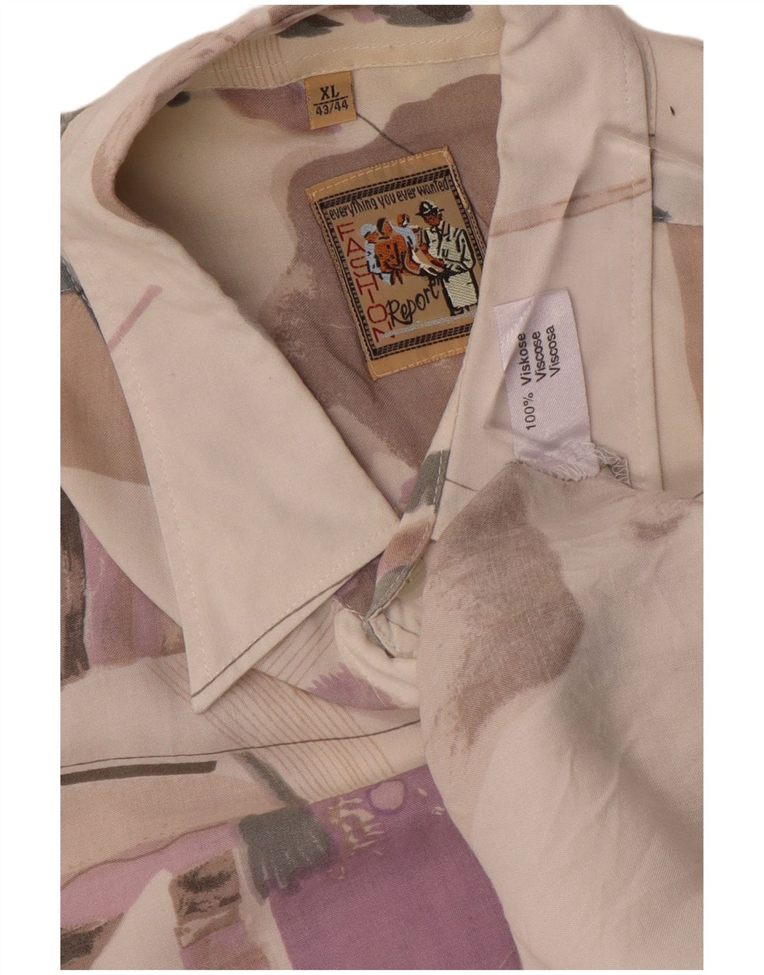 VINTAGE Chemise motif abstrait homme taille 43/44 XL multicolore