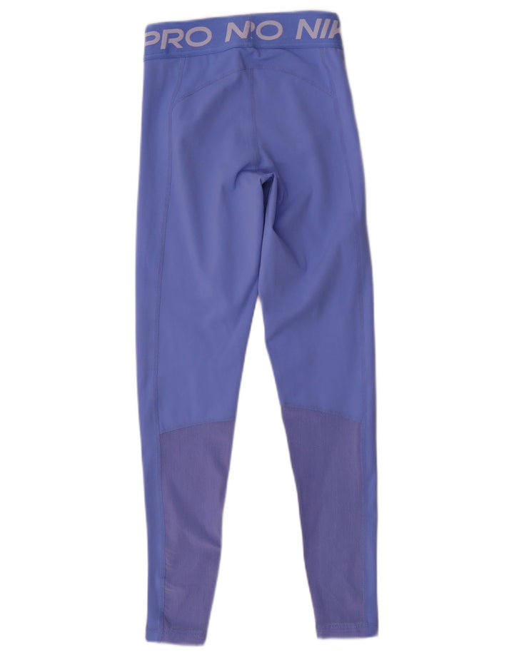 NIKE Legging graphique Dri Fit pour femme UK 6 XS Bleu Polyester