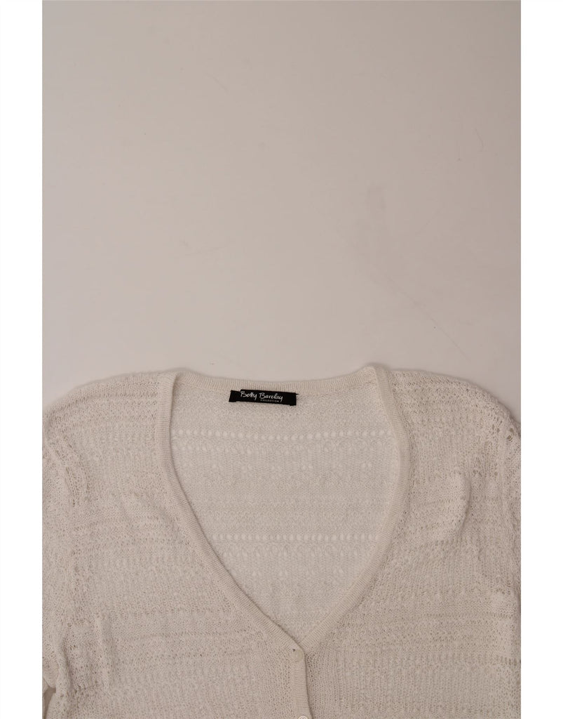 BETTY BARCLAY Womens See Through Cardigan Sweater UK 16 Large  White Vintage Betty Barclay and Second-Hand Betty Barclay from Messina Hembry 