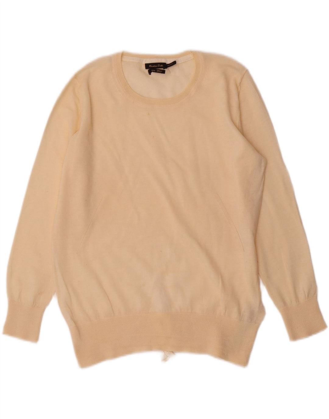 Massimo Dutti Pull à col rond pour femme UK 12 Laine beige moyen