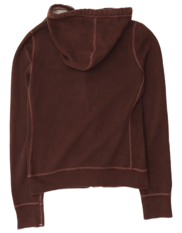 Abercrombie & Fitch Pull à capuche zippé graphique pour femme UK 14 Large Marron