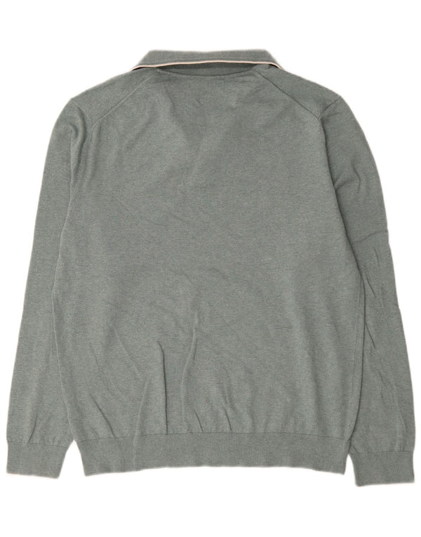 Marks & Spencer Pull à col polo pour homme en coton vert Taille L
