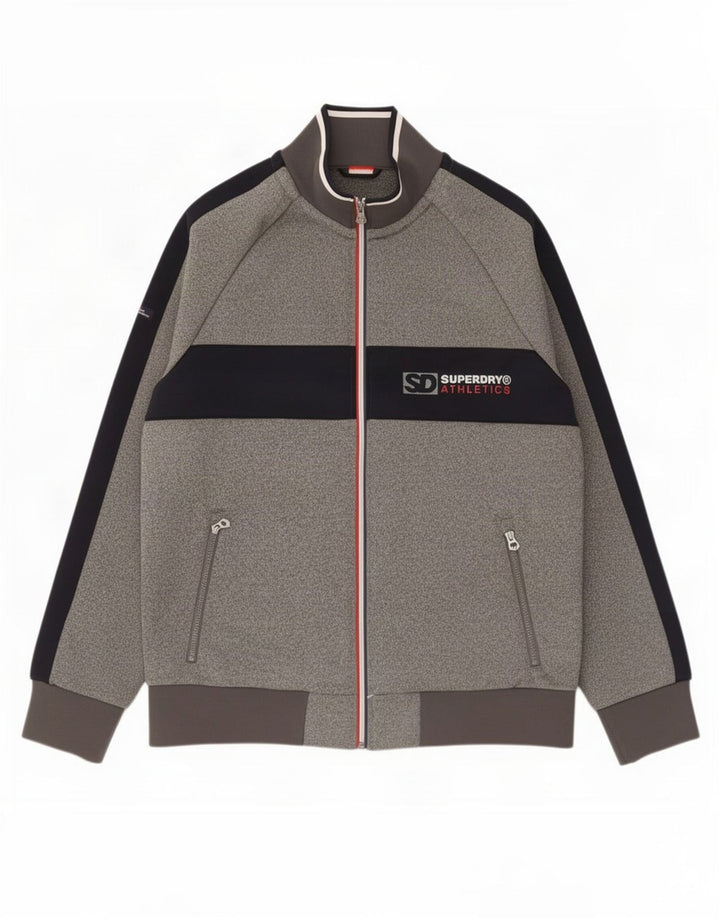 Superdry Veste de survêtement graphique pour hommes 2XL Gris Colorblock Polyester