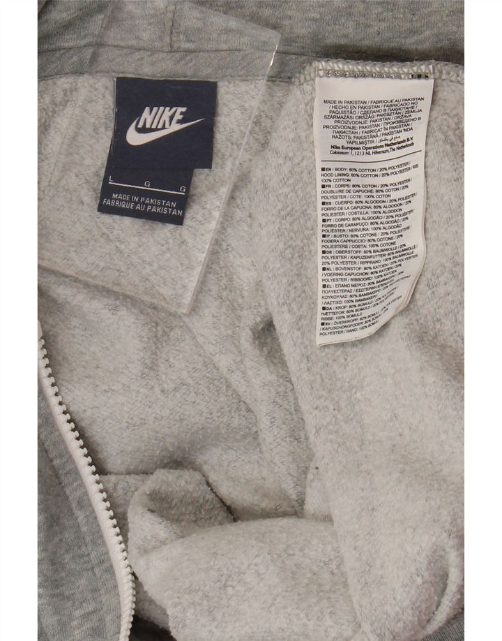NIKE Pull à capuche zippé pour femme UK 16 Grand coton gris