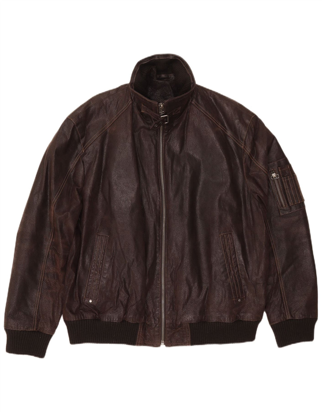 VINTAGE Veste en cuir homme IT 56 3XL Cuir marron