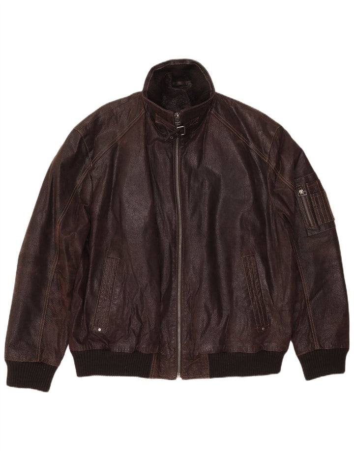 VINTAGE Veste en cuir homme IT 56 3XL Cuir marron
