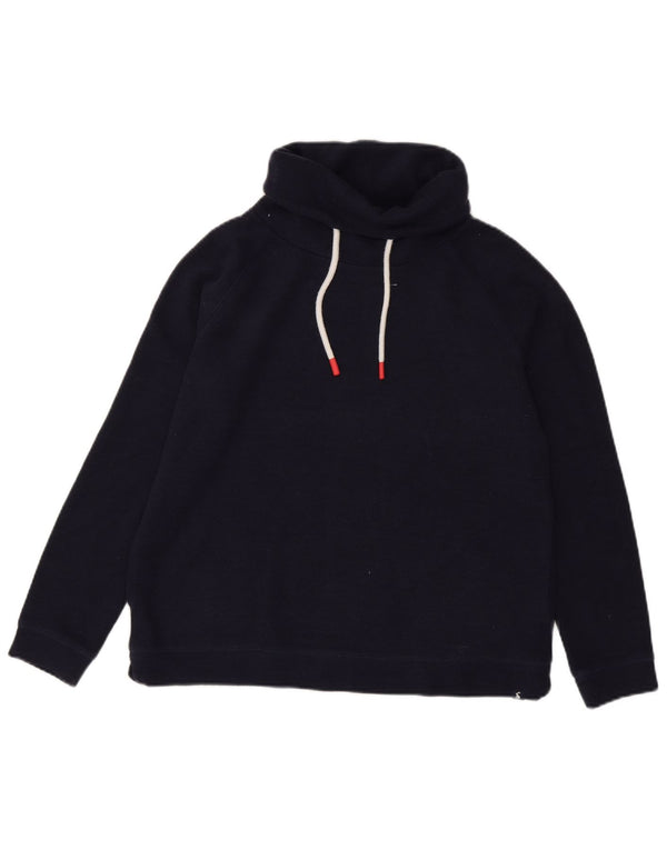 Joules Womens Roll Neck Sweatshirt Jumper UK 14 Large Bleu Marine Coton