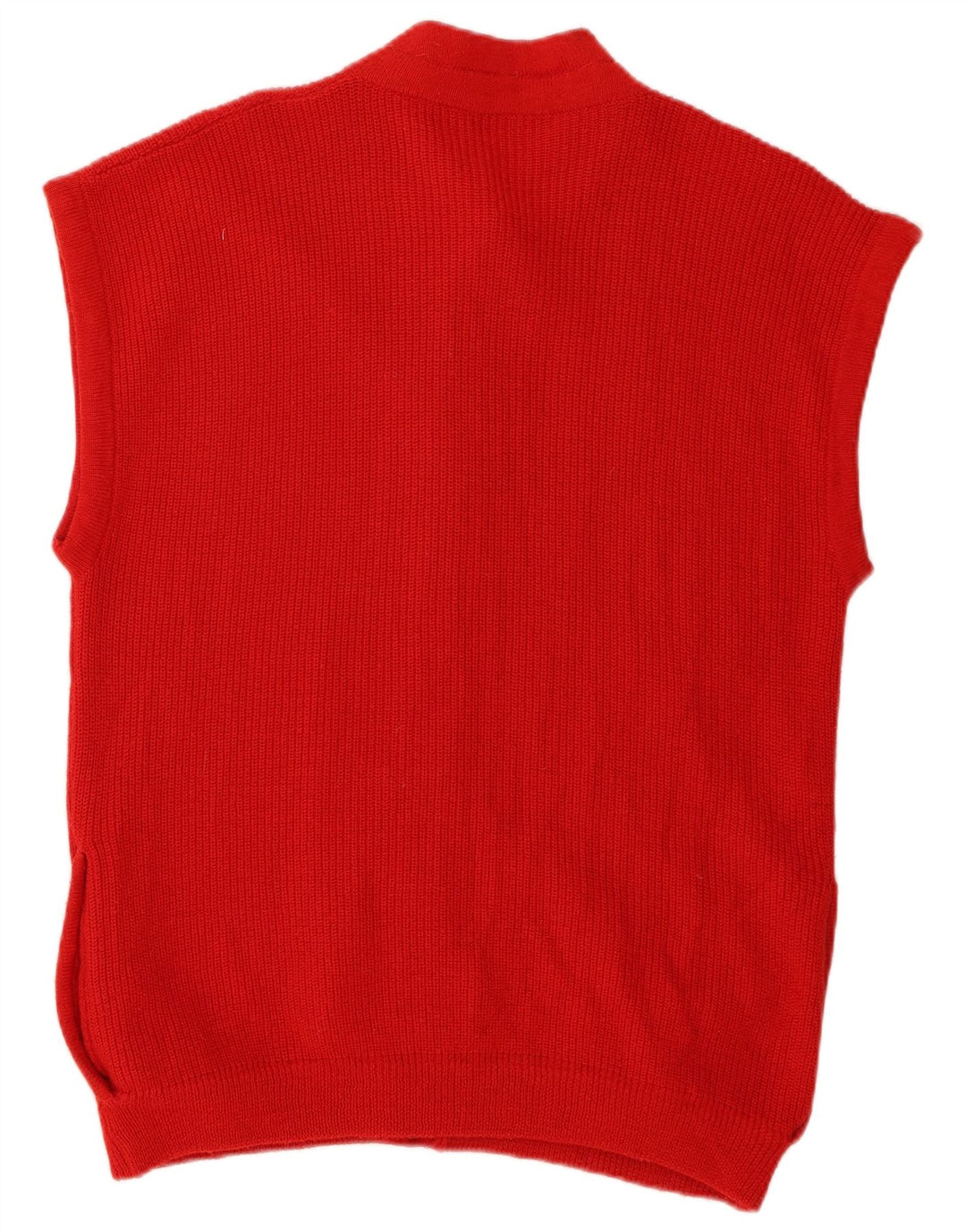 vintage Mens Cardigan sans manches Pull Moyen Rouge