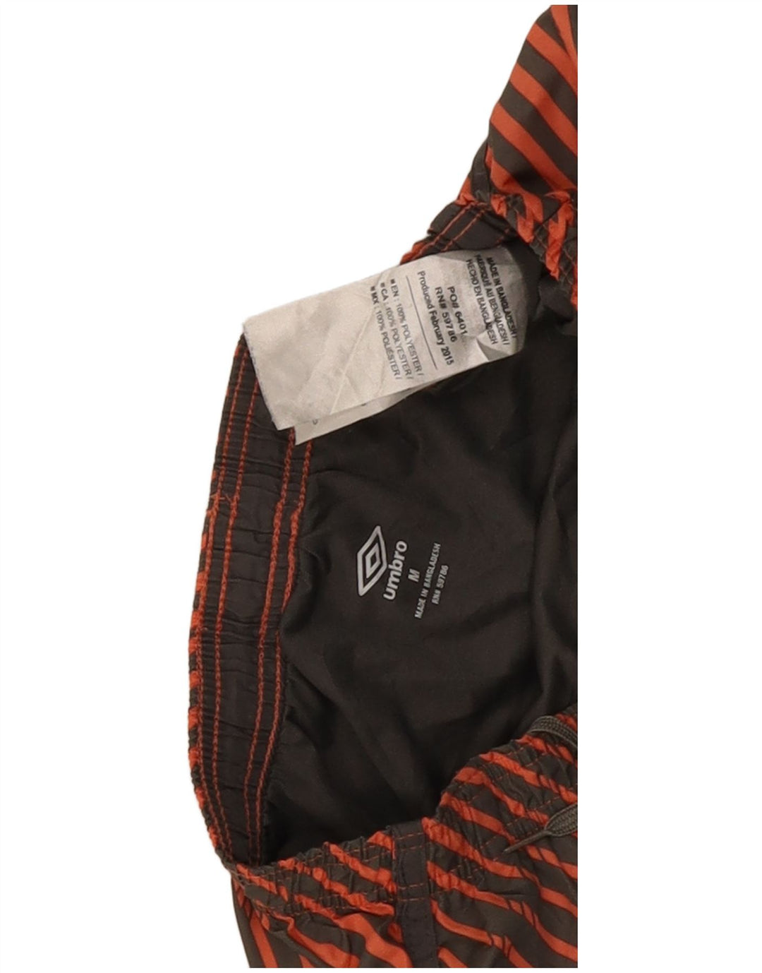 Umbro Short de Sport Homme Rayé Orange Moyen Polyester
