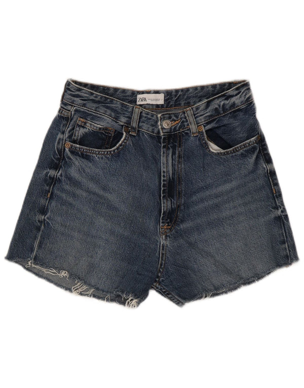 Zara Short en jean pour femme EU 38 Small W28 Bleu marine en coton