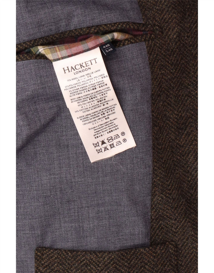 HACKETT Veste blazer à 3 boutons pour homme UK 44 XL en laine à chevrons marron