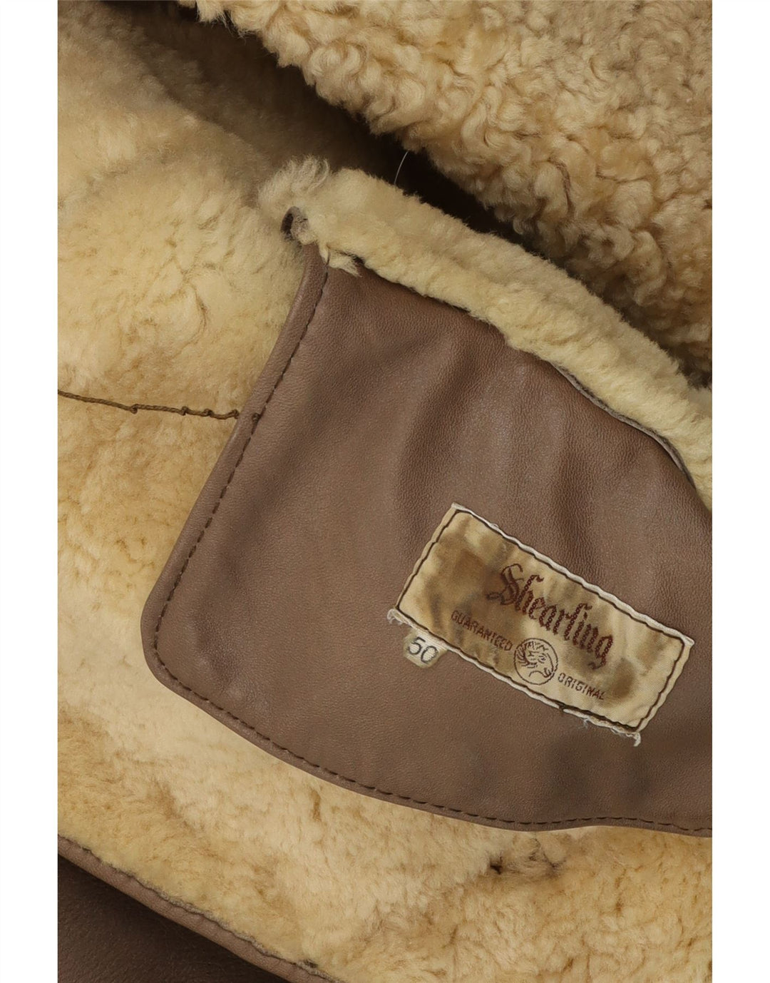 Veste Shearling Homme Vintage IT 50 Grand Cuir Gris