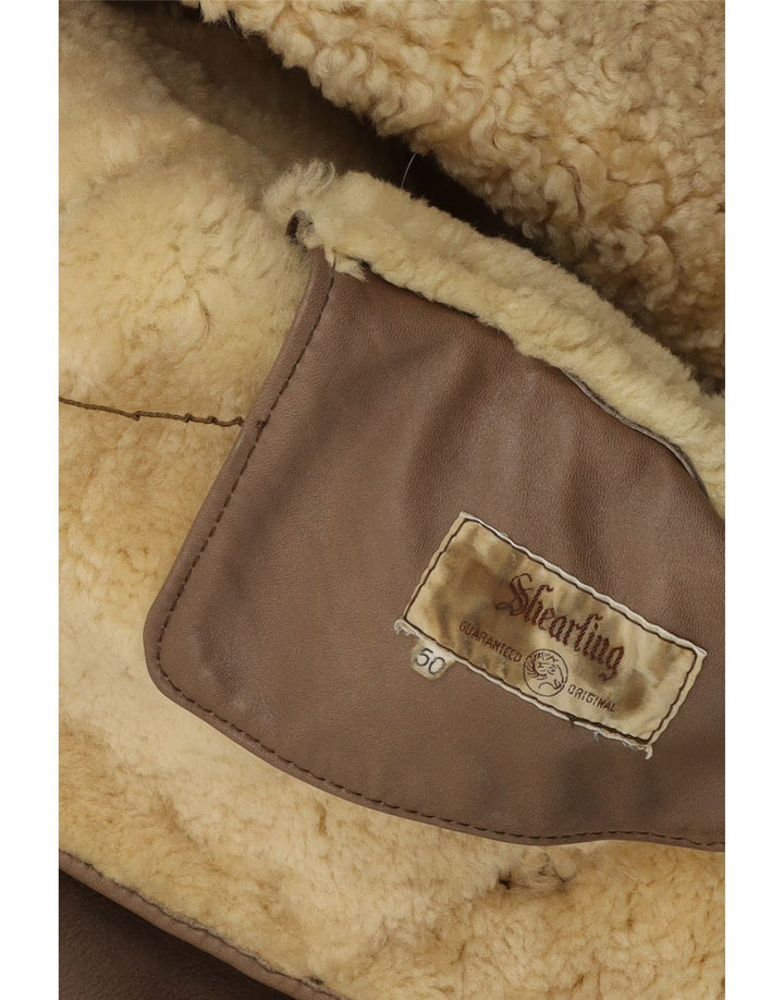 Veste Shearling Homme Vintage IT 50 Grand Cuir Gris