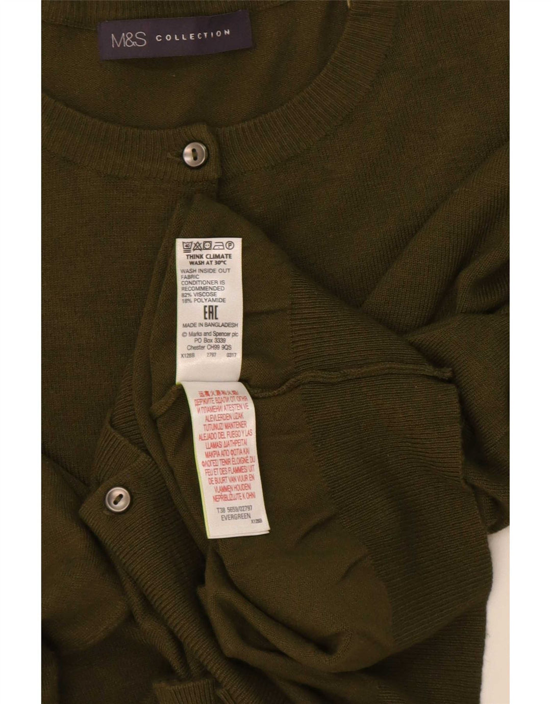 Marks & Spencer Cardigan pour femme en viscose kaki moyen UK 42