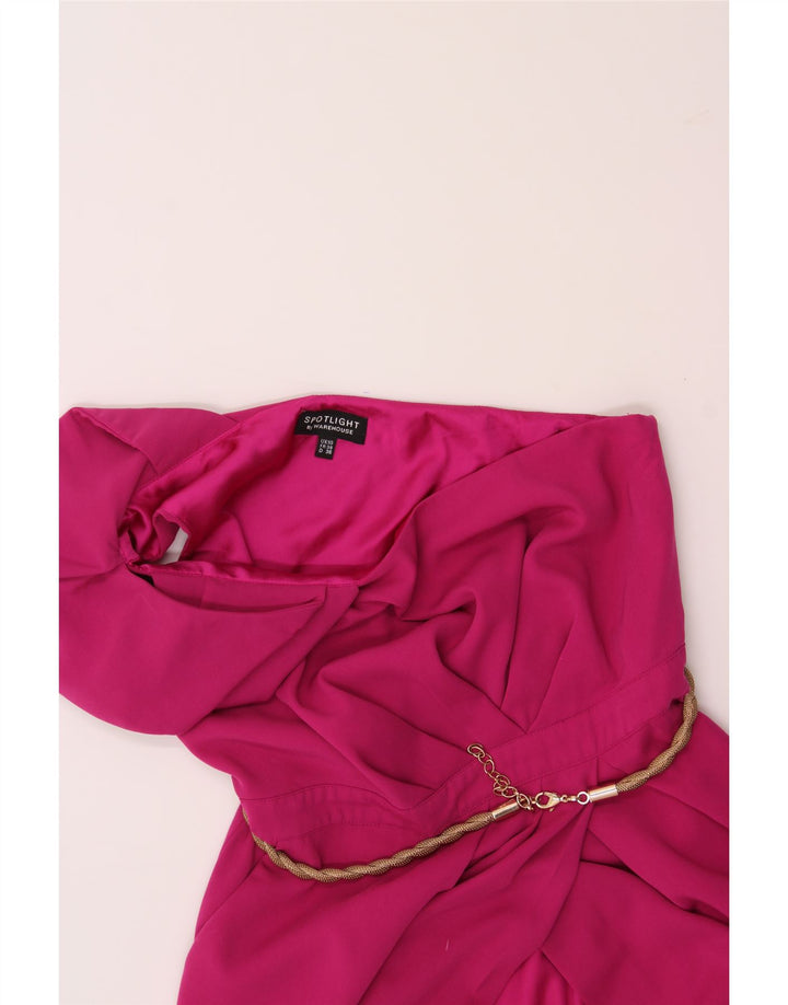 WAREHOUSE Womens One Shoulder Dress UK 10 Small Pink Polyester Vintage Warehouse and Second-Hand Warehouse from Messina Hembry 