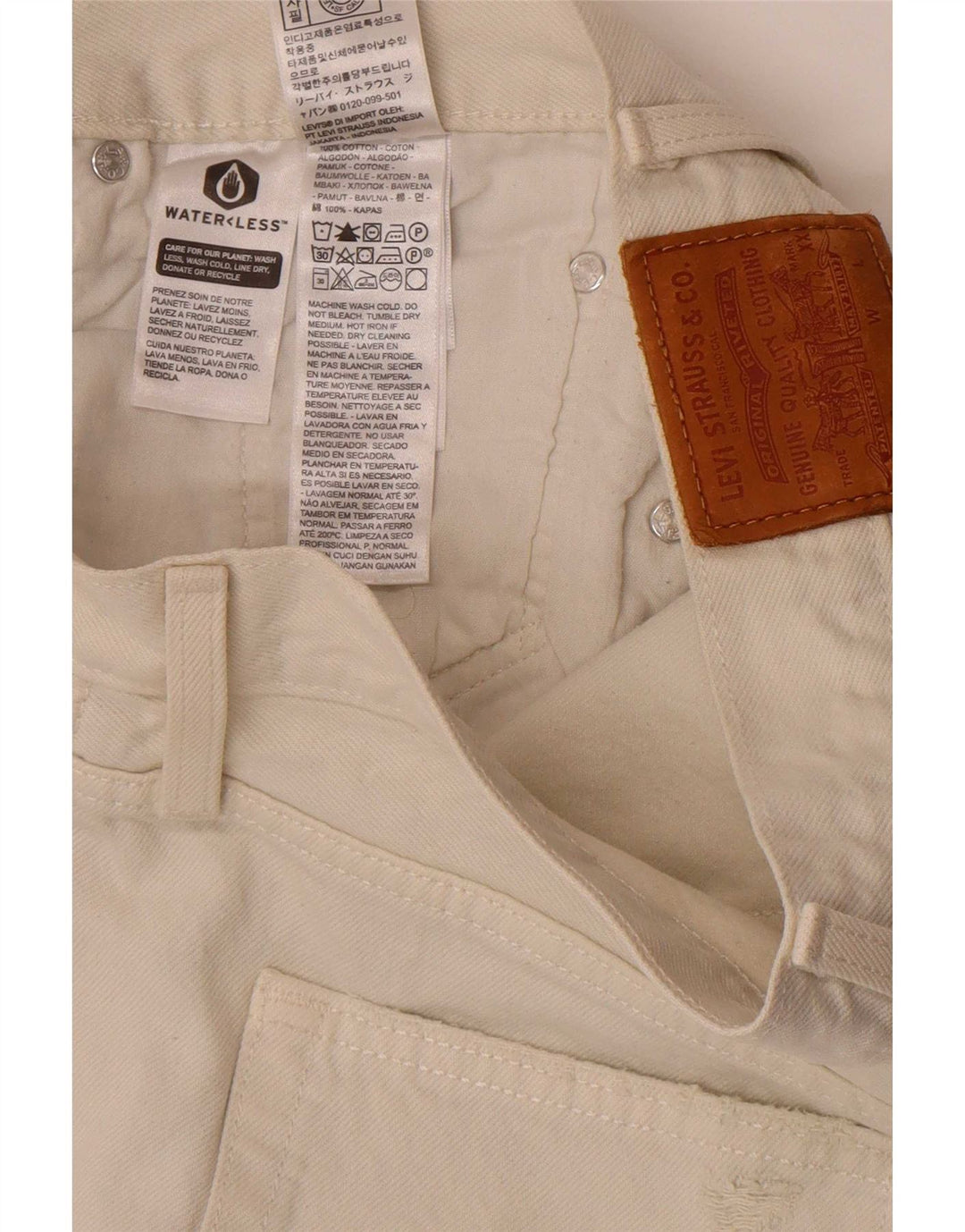 Levi's Short en Jean 501 Distressed Femme W30 Coton Blanc Cassé Moyen