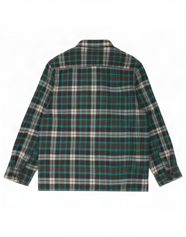 Vintage Mens Flannel Shirt XL Green Check