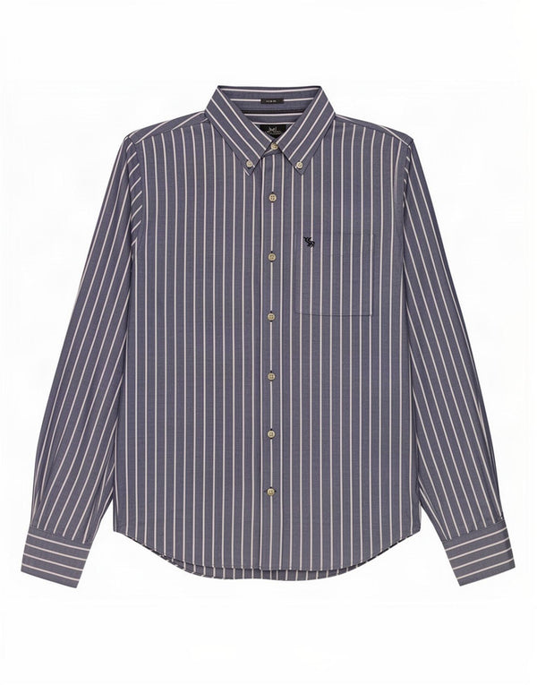 Abercrombie & Fitch Chemise musclée pour homme en coton à fines rayures bleues
